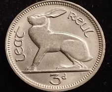 Ireland - 1968 - 3 Pence - Hare - KM.12a - UNC - [261]