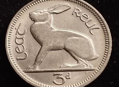 Ireland - 1968 - 3 Pence - Hare - KM.12a - UNC - [261]