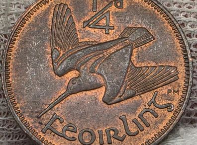 Ireland 1959 1/4d Farthing Coin Very Nice Grade Double Fada Coin