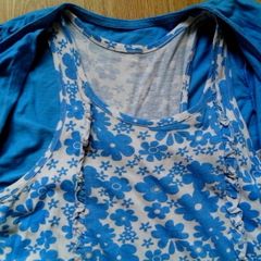 White dress with blue flowers.  Age 8-9