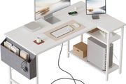 Small L Shaped Desk with Power Outlets,100 cm L Computer Corner Desks