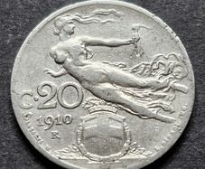 1910 Italy 20 Centesimi (R) Rome Coin