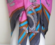Pink Large Ladies Light Scarf Wrap Shawl Kerchief with Horse Hooves Riders Print