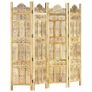Hand carved 4-Panel Room Divider 160x165 cm Solid Mango Wood Image 7
