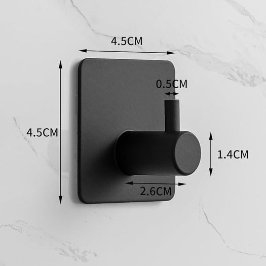 4 Pack Self Adhesive Hooks, Max 8kg Load Capacity, Adhesive Hooks, Tea Towel Hooks, Versatile Self Adhesive Wall Hooks for Use in Bathrooms, Kitchens, Doors Black