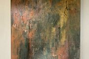 Large Original Abstract Painting Gold Bronze Green Celtic Landscape Art Irish Contemporary Art