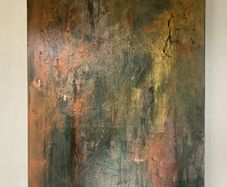 Large Original Abstract Painting Gold Bronze Green Celtic Landscape Art Irish Contemporary Art