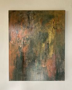 Large Original Abstract Painting Gold Bronze Green Celtic Landscape Art Irish Contemporary Art