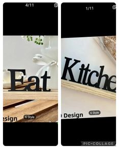Small kitchen and eat signs on stand didn't suit