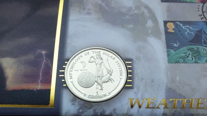 Rare 2001 Benham Weather Map Coin Cover - Gibraltar Crown and Royal Mail Stamps ( Limited Edition )