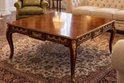 Nice large coffee table with inlaid top and brass ormolu
