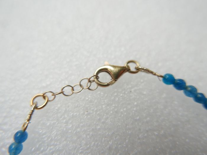 925 Sterling Silver Beaded bracelet with blue and orange stones