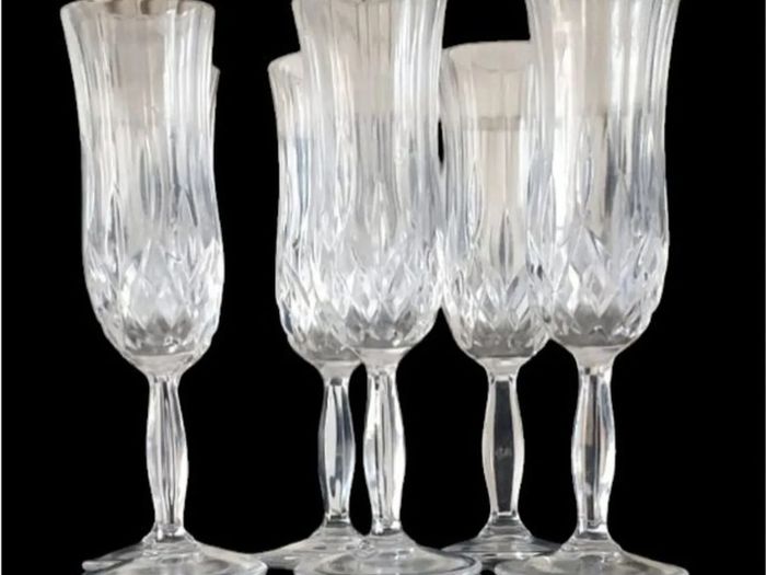 6 x Vintage RCR Harrods Crystal Champagne Flutes