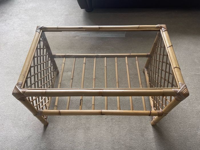 Vintage Bamboo and Rattan Coffee Table