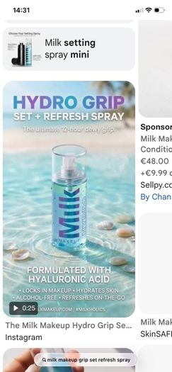 Milk hydro grip set & refresh spray