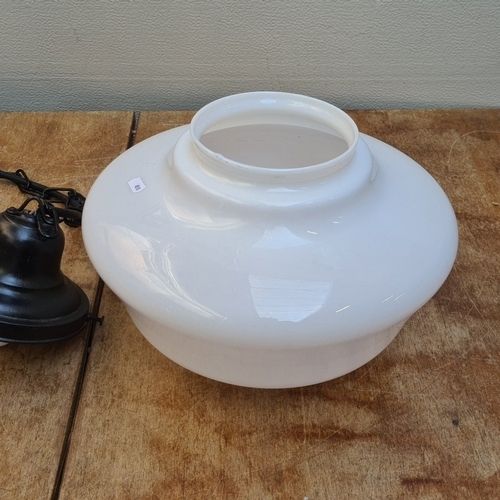 Vintage 15" Milk Glass Schoolhouse Pendant Light