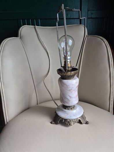 Mid Century Vintage Retro Marble gold ornate metal lamp base