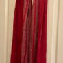 vintage red shawl featuring a woven jacquard pattern Image 9