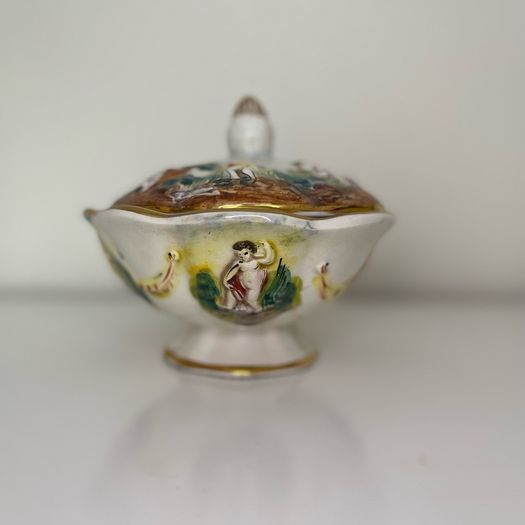 Vintage R. Capodimonte Italy Urn/Vase and Matching Lidded Sugar/Candy Dish