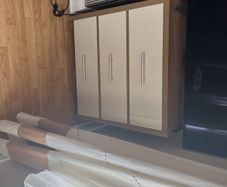 As new 3 shelves cabinet brown & white