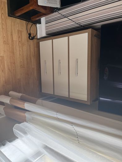 As new 3 shelves cabinet brown & white