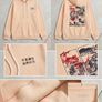 ROMWE Japanese Graphic Hoodie Oversized Peach/Beige Image 3