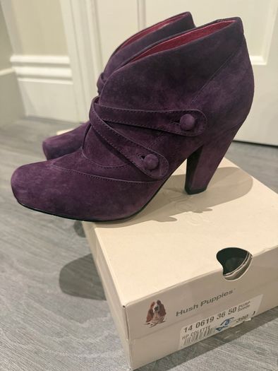 Purple suede ankle boots