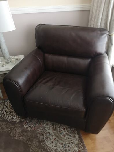 3 seater leather sofa and armchair.
