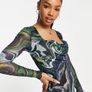 Marble print mesh dress Image 2