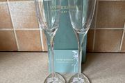 Louise Kennedy Pair Tri Star Champagne Flutes Tipperary Crystal Unused in Original abox