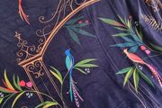 Navy coloured bird pattern curtains (eyelets)