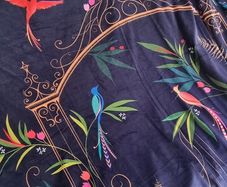 Navy coloured bird pattern curtains (eyelets)