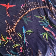 Navy coloured bird pattern curtains (eyelets)