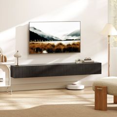 180cm Floating TV Stand, Wall Mount TV Unit with Cable Management Hole, Fits up to 72" TV, Black