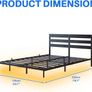 Double 4ft6 Floating Bed Frame with LED Lights, Metal Platform Bed Frame with USB Charging Station Double Size, No Box Spring Needed, Metal Slat Support, Noise Free, Black Image 2