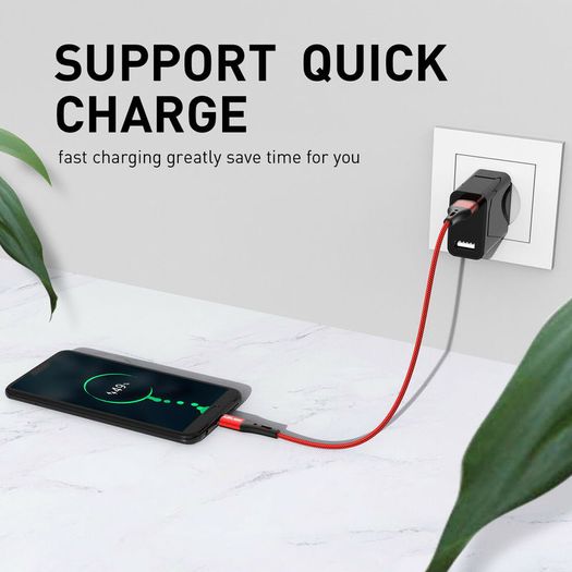 USLION Micro USB Fast Charging QC 3.0-2.0 2A (3M) & Data Sync Nylon Braided Cable (Brand New/Warranty)