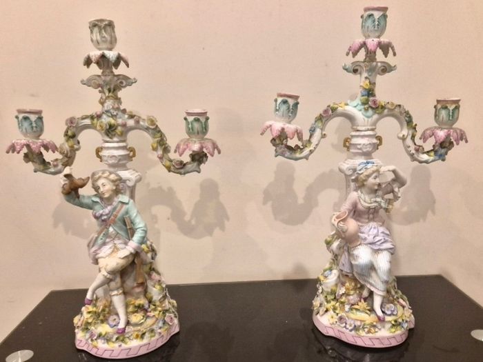 antique sitzendorf candelabra