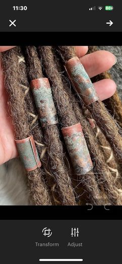 Set of Four Jumbo Naturally Patinated Copper Dreadlock Beads Hair Accessorys