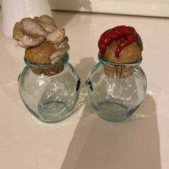 2 Decorative glass storage jars - high quality