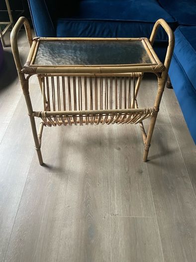 Bamboo and glass table and magazine rack