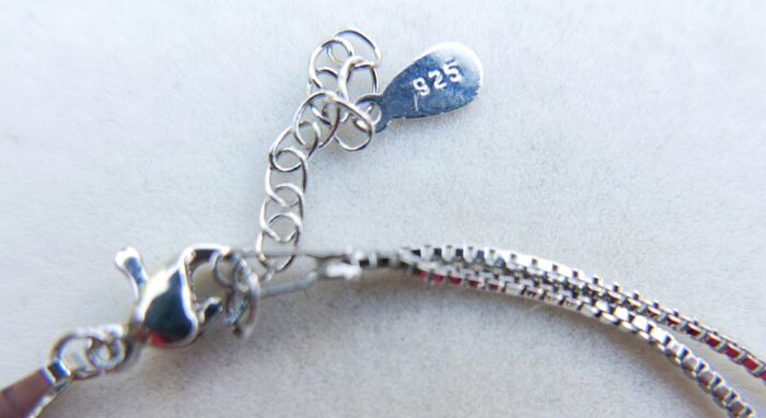 Vintage Sterling Silver 925 Cute Double Heart Charm Bracelet 4,30g