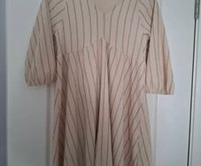 Cream Dress with pinstripes
