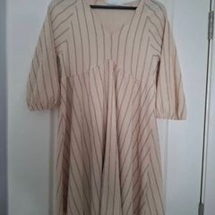 Cream Dress with pinstripes