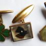 Vintage Trefoil Cufflinks: Reverse Carved Lucite, Gilded Copper Image 4