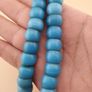 Antique Turqouise Blue African Style Glass Beads Strand 16 inches Image 10