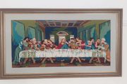 Large framed wool tapestry of Last Supper after Leonardo da Vinci