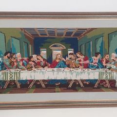Large framed wool tapestry of Last Supper after Leonardo da Vinci