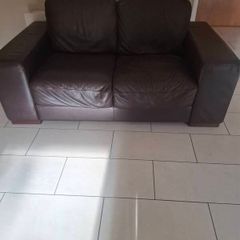 Natuzzi brown leather sofa