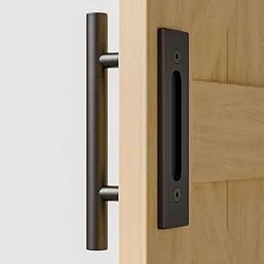 30CM Sliding Door Handle Double Sided Barn Door Handle Embedded Invisible Alloy Steel Frosted Black