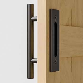 30CM Sliding Door Handle Double Sided Barn Door Handle Embedded Invisible Alloy Steel Frosted Black